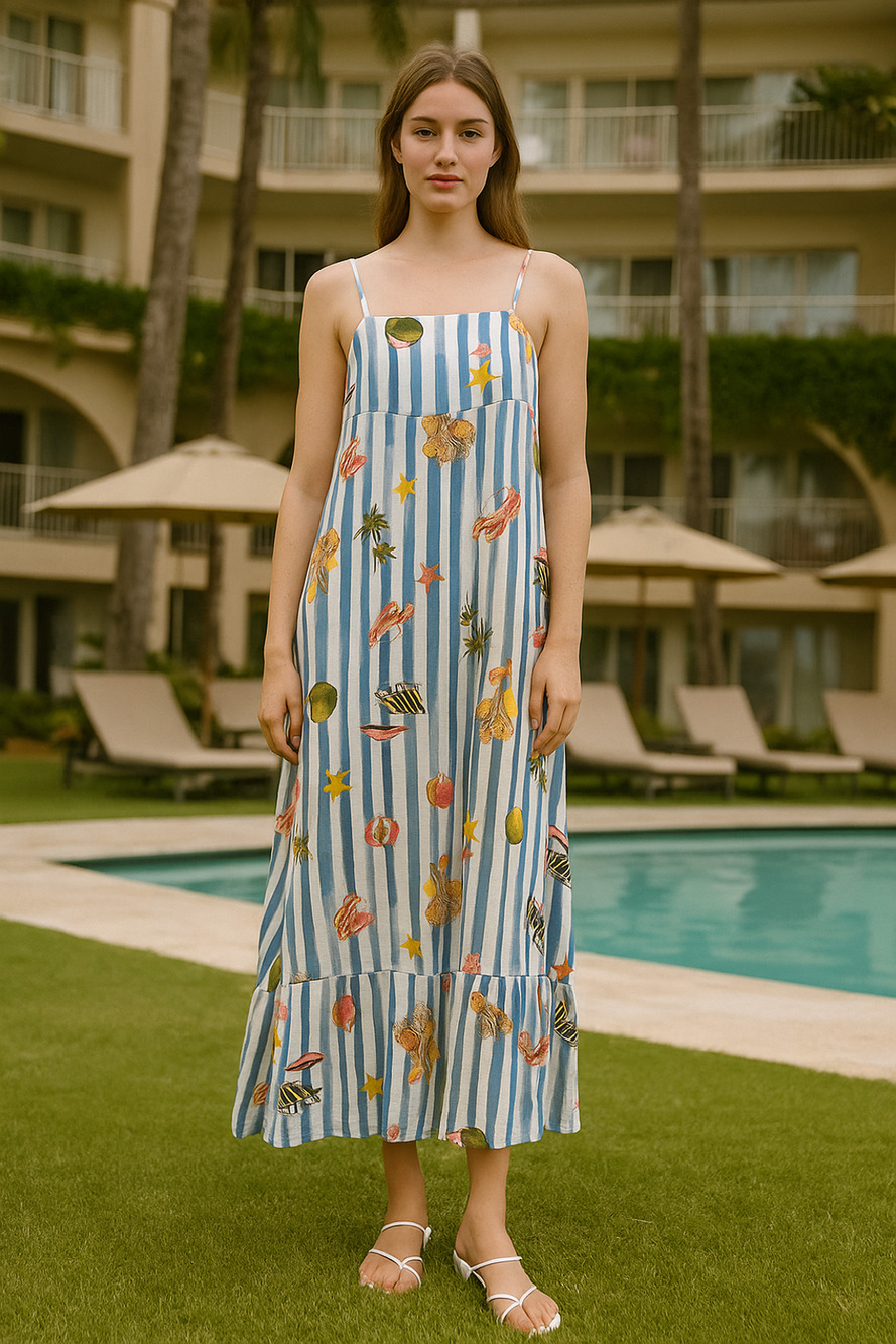 Label of Love Maxi Dress Australia Tropical Vacation Resort tiered size Medium